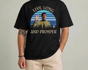 Star Trek Live Long Prosper Retro Sunset T-Shirt, Spock Vulcan Salute Comfort Colors Tee