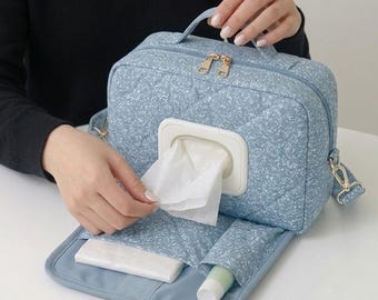 Baby Diaper & Wipes Organizer Pouch Sewing Pattern PDF | Quilted Travel Changing Bag Tutorial