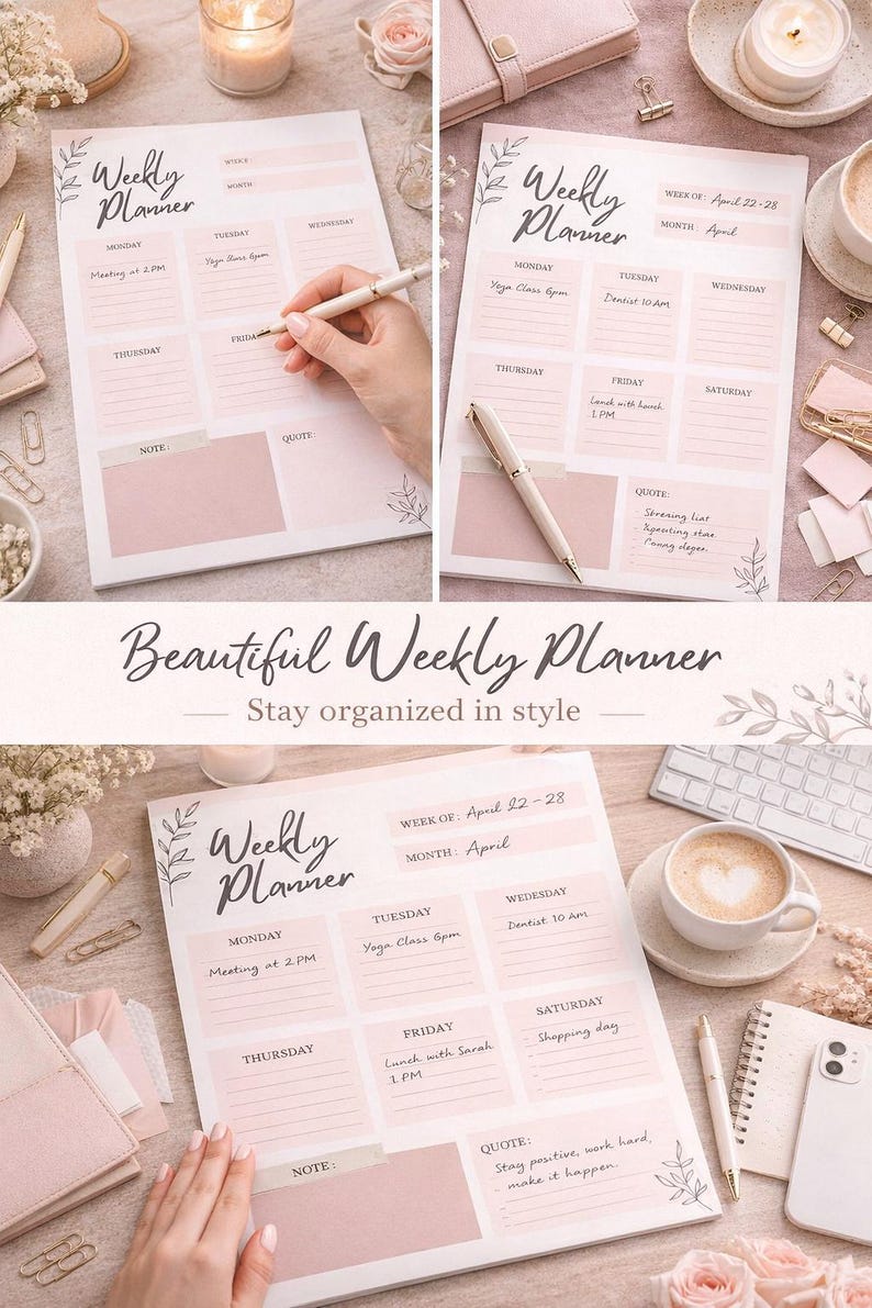 Weekly Planner Template - Etsy