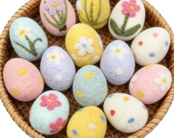 Handmade Wool Felt Easter Eggs | Basket Bowl Fillers | Needle Felted Egg Ornaments | Easter Gift