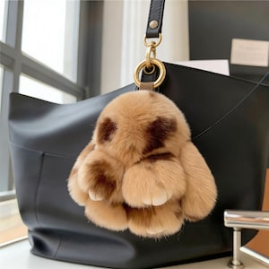 Sleutelhanger Fluffy Bunny – Sleutelhanger met tashanger konijn | Pluche tasaccessoire, poppenautosleutelhanger