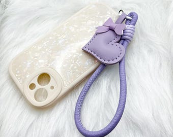 Heart Phone Wrist Strap | Faux Leather Phone Charm | Cute Hand Strap for iPhone | Aesthetic Phone Accessories Gift