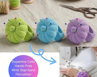 Auto-Adjustable Wrist Pincushion for Sewing & Quilting, Wearable Slap Pincushion Wristband, Detachable Sew Accessory, Crafter Gift, Suit Kid