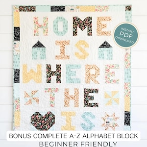 Alphabet Quilt Pattern PDF, ABC Modern Baby Quilt Pattern, Nursery Wall Hanging Design, Letters Patchwork Quilt Guide, Digital Download49x59
