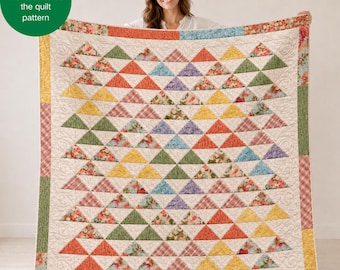 Flying Geese Quilt Pattern PDF | "In Formation" Patchwork Quilt | 54x57 inches | 3 Construction Methods | Scrap Friendly Quilt