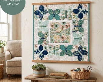 Butterfly Quilt Pattern PDF | 24x24 Wall Hanging and Table Topper | Charm Pack Friendly ｜Cottagecore Spring Patchwork Sewing Pattern