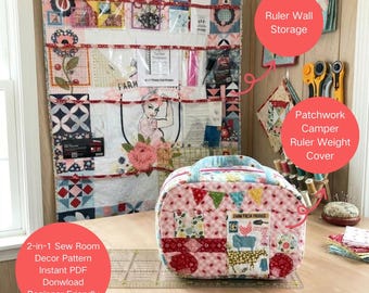 Sewing Room Decor Pattern: Ruler Wall Storage & Camper Weight Cover (PDF Download)