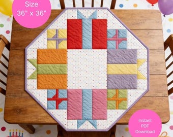 Celebration Table Runner Quilt Pattern – Gift Wrap Quilt Design, Fat Quarter Friendly (PDF Download)