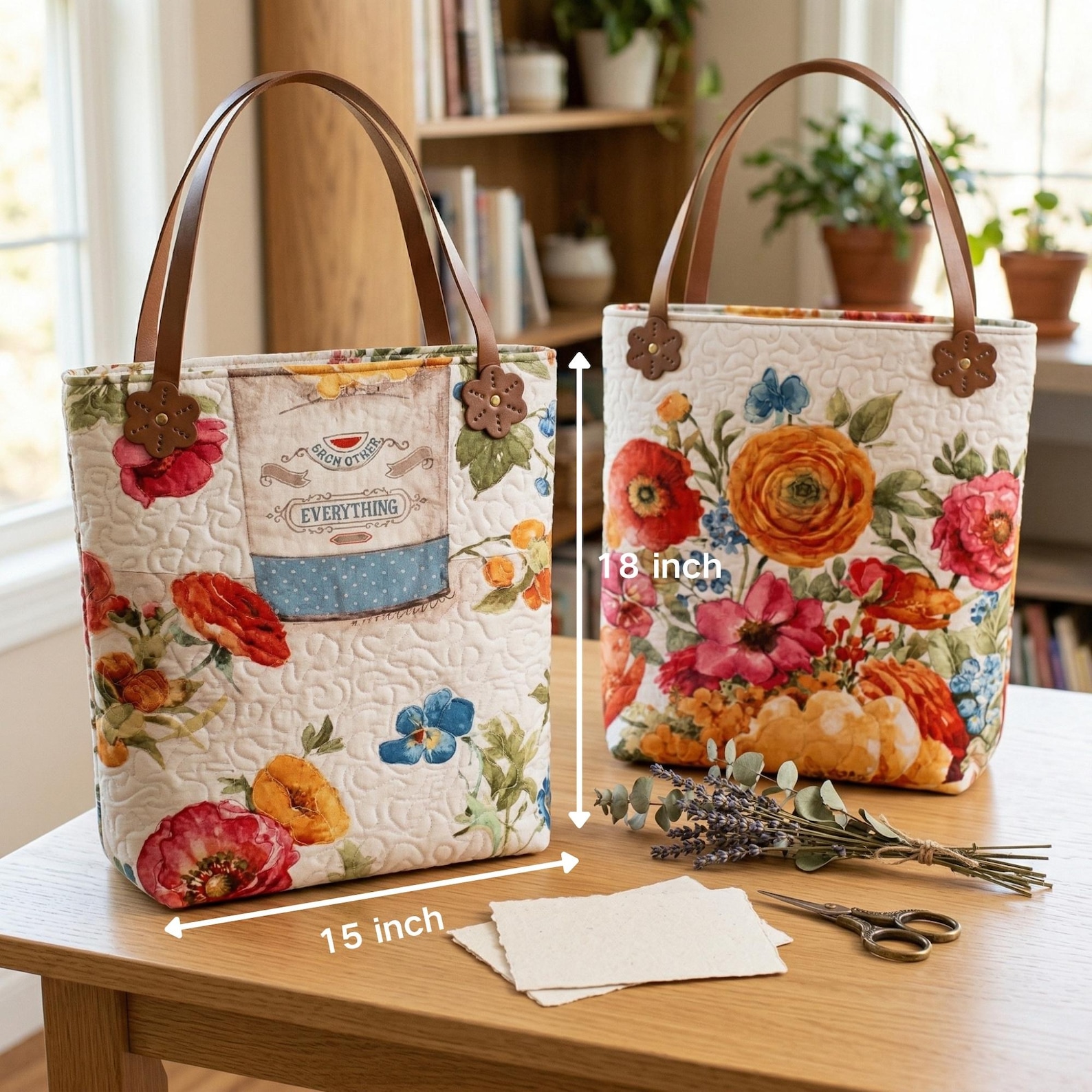 Multi-pocket Tote Bag Sewing Pattern PDF | Zipper Divider Bag | 15"x18 ...
