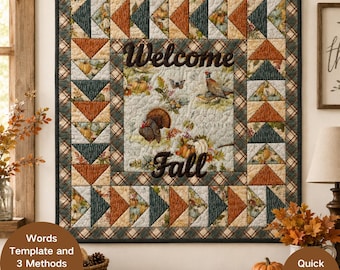 Fall Quilt Pattern PDF, Welcome Fall Wall Hanging, Quick Weekend Sewing Project, Autumn Thanksgiving Decor, Flying Geese Small Quilt Pattern