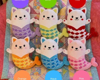 Purrmaid Plush Pillow DIY Kit, Pre-cut Embroidered Fabric Pieces, Beginner Sewing Craft