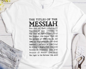 The titles of the Messiah T-shirt, Yeshua haMashiach Tshirt, Messianic Judaism Shirt, Jesus the Jewish Messiah Tee, Cotton Unisex