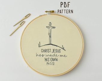 Hand Embroidery Pattern PDF Modern Embroidery Pattern Christian Embroidery Jesus Savior Messiah Christ Bible Verse