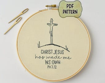 Hand Embroidery Pattern PDF Modern Embroidery Pattern Christian Embroidery Jesus Savior Messiah Christ Bible Verse