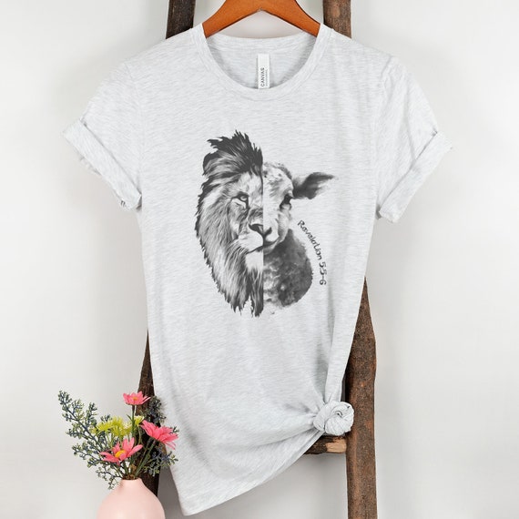 Lion Lamb T-shirt, Revelation 5:5-6 Christian T Shirt, the Lion of