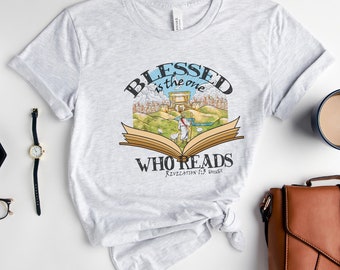 Blessed is the one who reads T-shirt, Bible verse Tshirt, Revelation 1:3 Scripture Shirt for Book lovers, short & long sleeve Tee