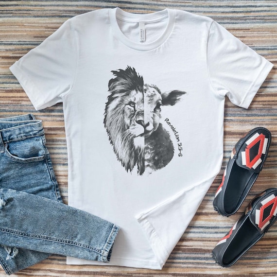 Lion Lamb T-shirt, Revelation 5:5-6 Christian T Shirt, the Lion of