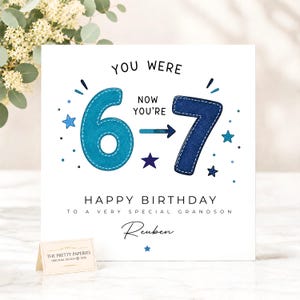 Personalised 7th Birthday Card | Viral 67 Meme Card for Boys | Custom Name Age 7 Birthday Card | Funny Son Grandson Brother Birthday Card