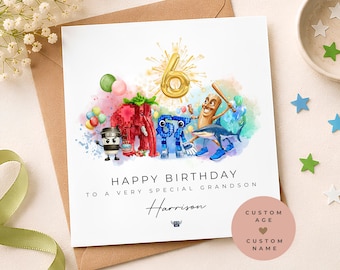 Personalised 6th Birthday Brainrot Card, Brainrot Birthday Card for Son, Custom Roblox Birthday Card for Grandson Brother Nephew
