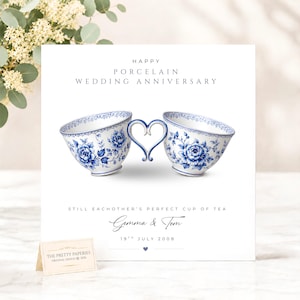 Porcelain Wedding Anniversary Card, 18th Wedding Anniversary Card, Personalised 18th Anniversary Card, 18 Year Wedding Anniversary Card