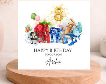 Tarjeta de cumpleaños personalizada de Brainrot, tarjeta de cumpleaños de Brainrot para hijo, tarjeta de cumpleaños personalizada de Roblox