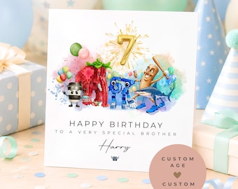 Personalised 7th Birthday Brainrot Card, Brainrot Birthday Card for Son, Custom Roblox Birthday Card for Grandson Brother Nephew