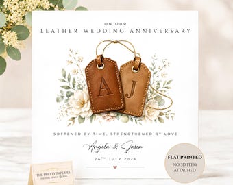 Personalised Leather Anniversary Card, 3rd Wedding Anniversary Card for Husband or Wife, Three Years Married Card