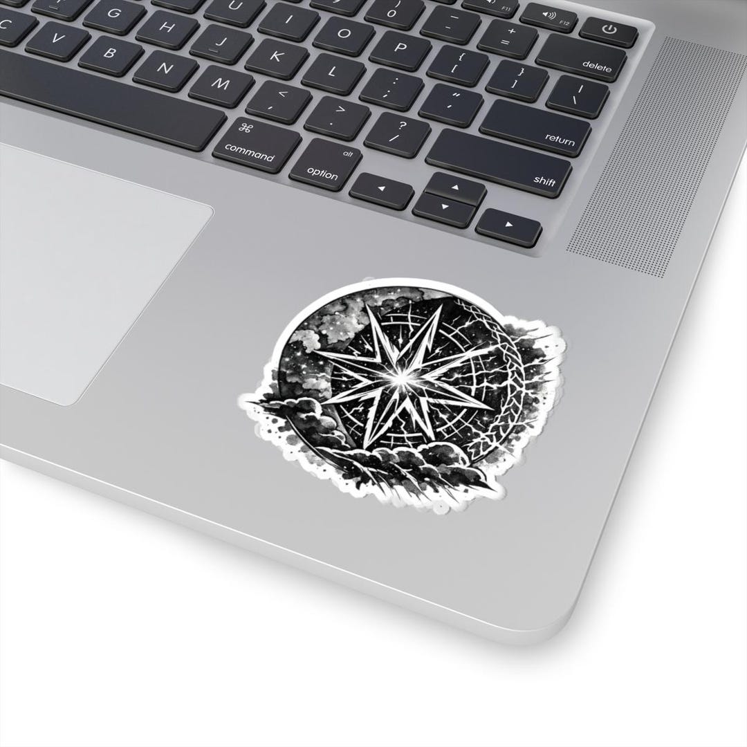 Nautical Compass Rose Sticker | Kiss-cut Vinyl Decal, Black & White ...