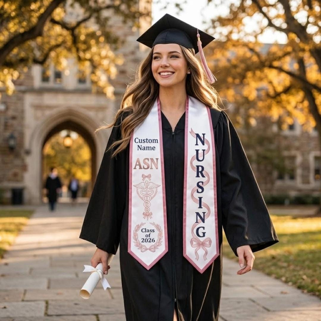 Personalized Nursing Graduation Stole, BSN ASN Grad Stole Class of 2026 ...