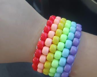 Pastel Rainbow Peyote Stitch Cuff