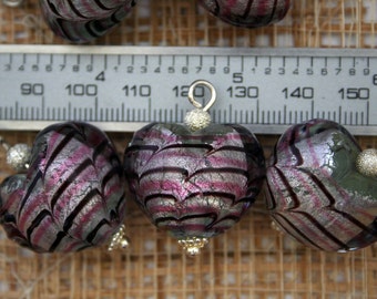 Silver Foil Heart Lampwork Glass Bead/Pendant/Charm(Per pendant/bead)