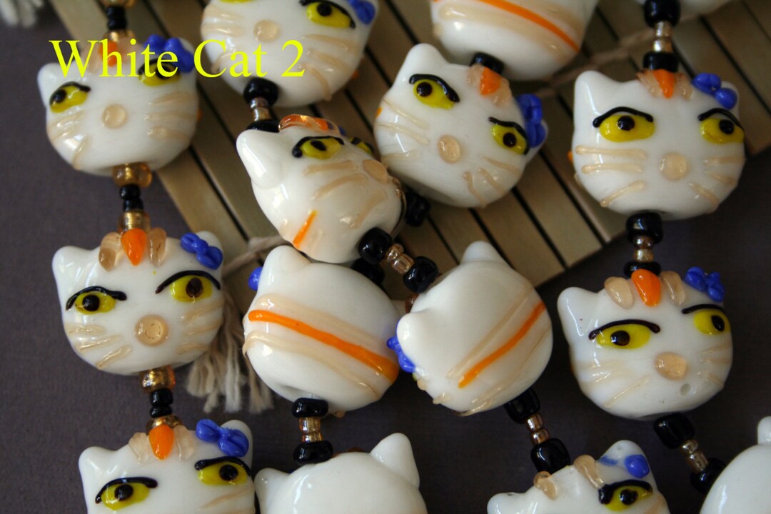 Handmade Cute Lampwork Glass Cat Beads 6beads Pack L10112 Etsy
