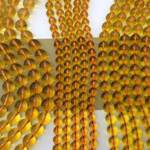 Peru Natural Citrine 8mm/10mm/12mm  Round Beads, Full Strand J1109