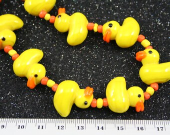 Easter Design Ducking Lampwork Glass Beads, 12 Beads Pack L10111