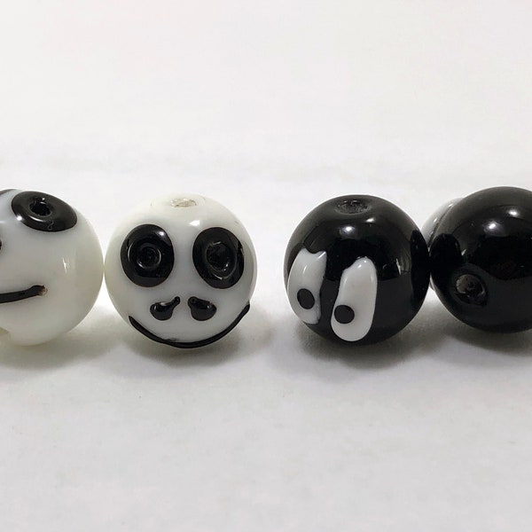 Cute Handmade Halloween Jack Skellington/Eye Emoji  Lampwork Glass Beads(Pack of 2 beads) J1599