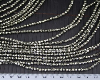 Natural Pyrite 4mm Micro Faceted Beads Strand, 16-inch strand J1401