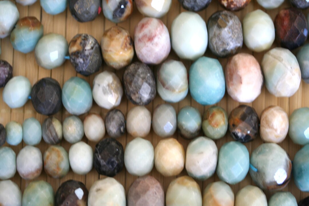 Natural Amazonite Multiple Color 10-20mm Graduated Faceted Rondelle ...
