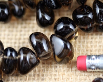Natural Smoky Quartz Tumbling Pebble Beads, Full Strand G01023, Often Used In Healing Practice