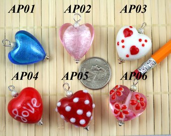 Beautiful Handmade Heart Lampwork Glass Bead/Pendant/Charm L10113