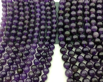 Natural Amethyst 8mm/10mm Round Beads, Full Strand J1207