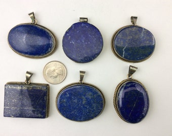 Natural Lapis Lazuli Gemstone Bead (German Copper Framed) Pendant J1304