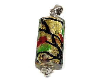 Italian Design Gold Foil Faceted Handmade Glass Bead Pendant J1512