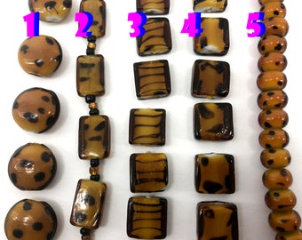 Animal Print Design Lampwork Glass Beads (12 beads pack for each selection) L10111