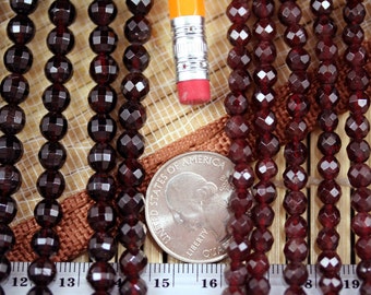 Natural Garnet 5mm/6mm Faceted Round Beads Strand, 15.5-Inch Strand G01015