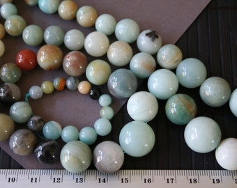 Natural Amazonite Multiple Color 6mm-16mm Graduated Round Beads, 15.5-Inch Strand G01174