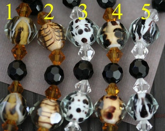 Animal Print Design Lampwork Glass Hand Made/Cut Faceted Round Beads(6 beads pack) L10111