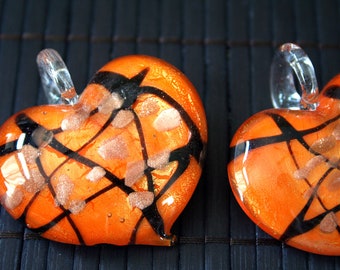 Orange Gold Sand Lampwork Glass Pendant Bead L01011