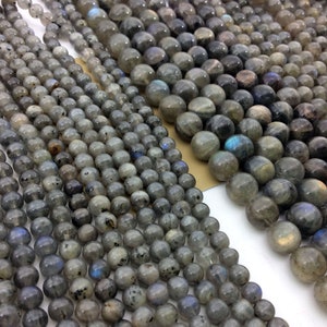 Beautiful Natural Labradorite Gemstone (6mm/8mm/10mm) Round Beads, Full Strand J1208