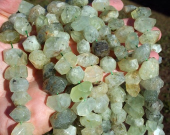 Natural Prehnite Irregular Nugget Faceted Beads Strand, 16-Inch Strand G01143