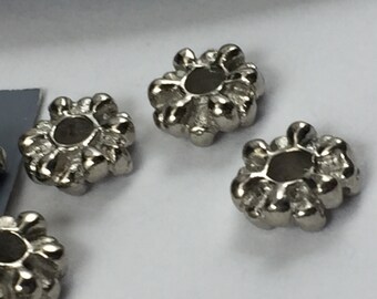 Bali Style Silver Pewter 2.9x7.4mm Spacer Beads 100 Pieces